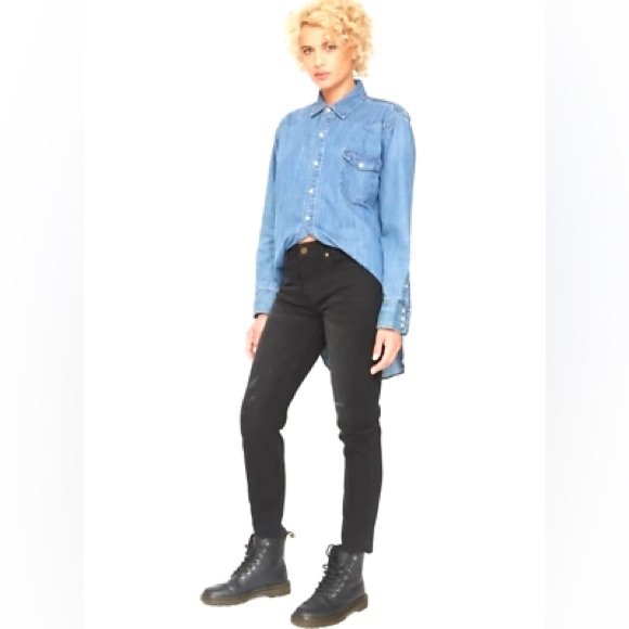 NWT Free People X Sandrine Rose Washed Black Skinny Jeans - Picture 3 of 7